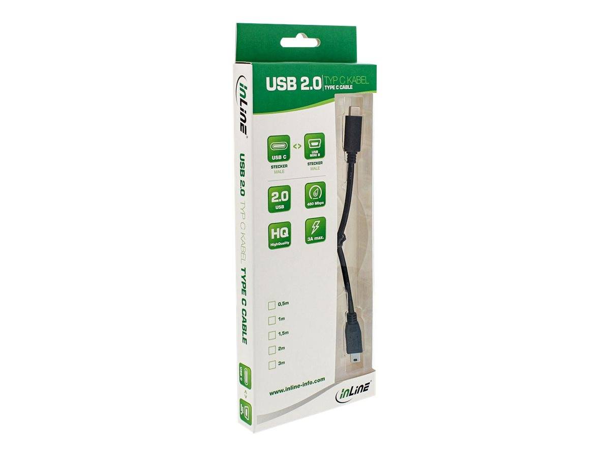 INLINE - USB 2.0 Kabel - USB-C Stecker an Mini-B Stecker - schwarz - 3m