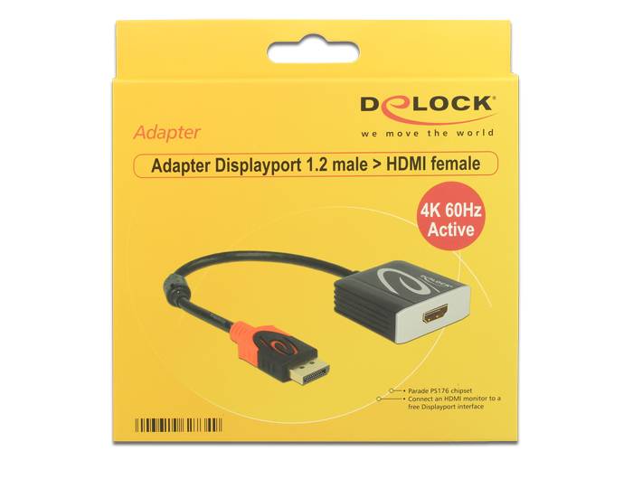 DeLOCK Adapter Displayport 1.2 male > HDMI female 4K Active