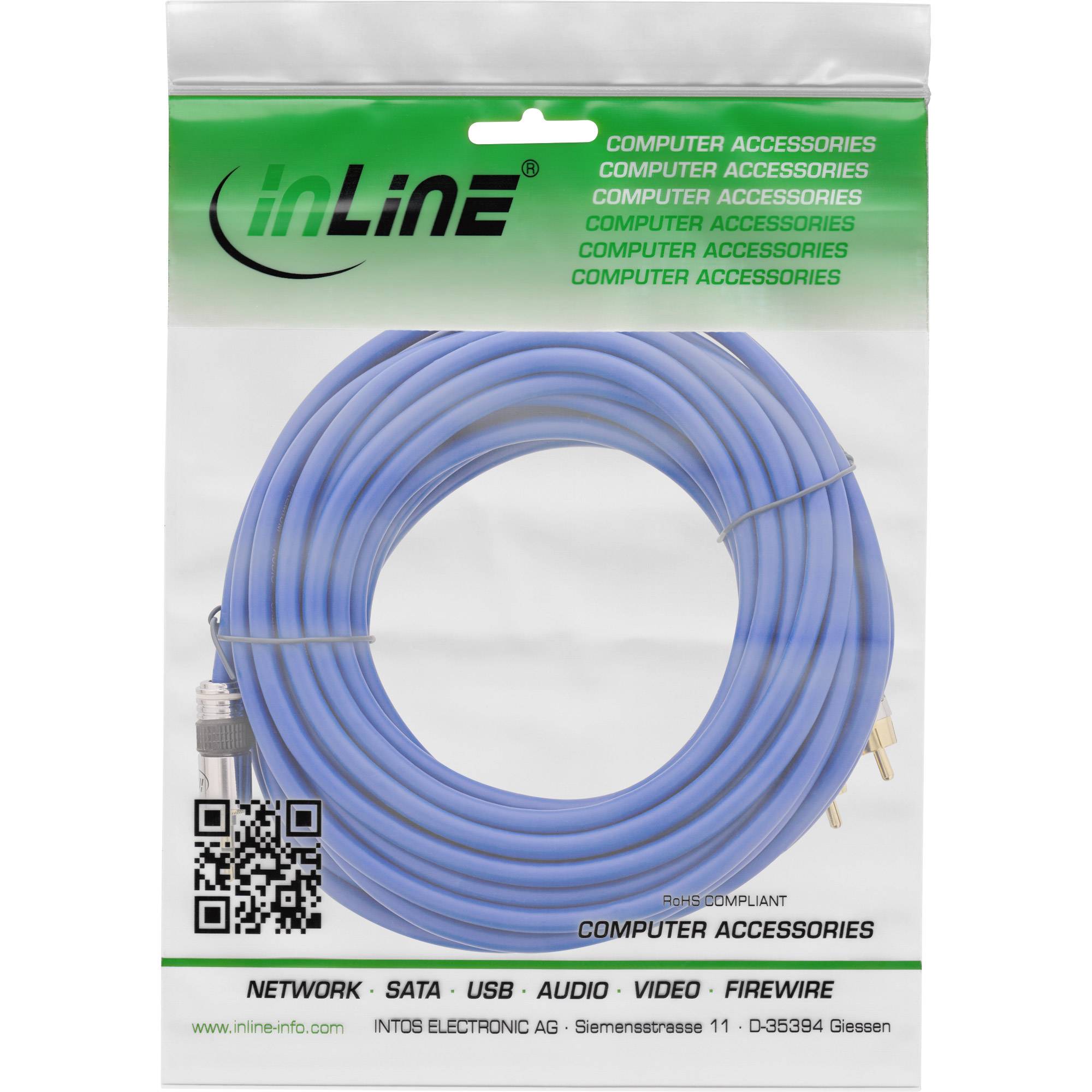INLINE - Cinch/Klinke Kabel - PREMIUM - 2x Cinch Stecker an 3,5mm Klinke - 25m