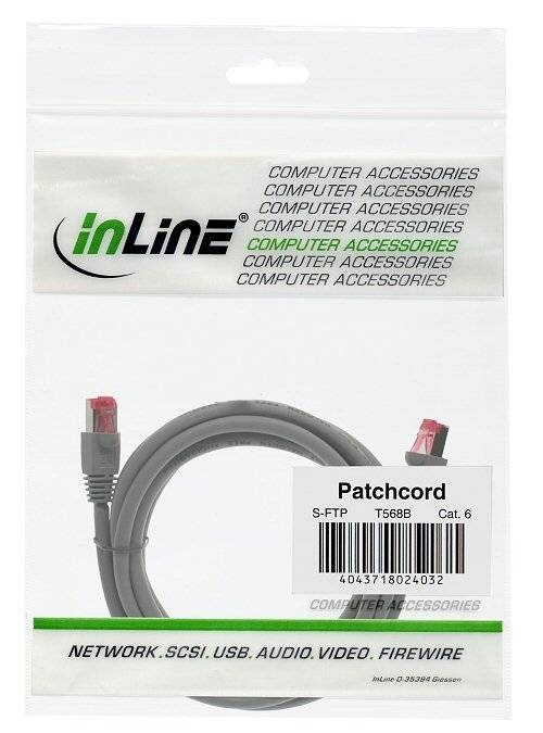 INLINE - Patchkabel - S/FTP (PiMf) - Cat.6 - 250MHz - PVC - Kupfer - grau - 50m