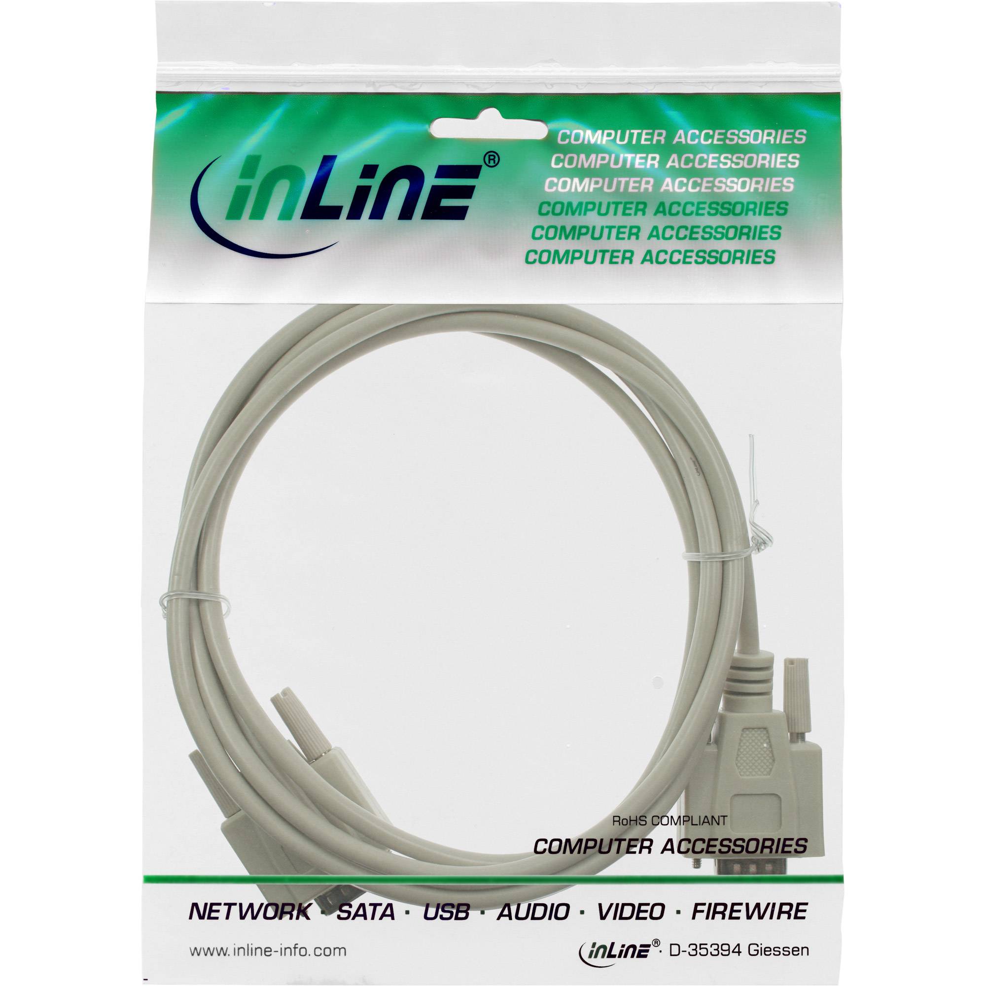 INLINE - Serielles Kabel - 9pol Stecker / Stecker - vergossen - 1:1 belegt - 5m