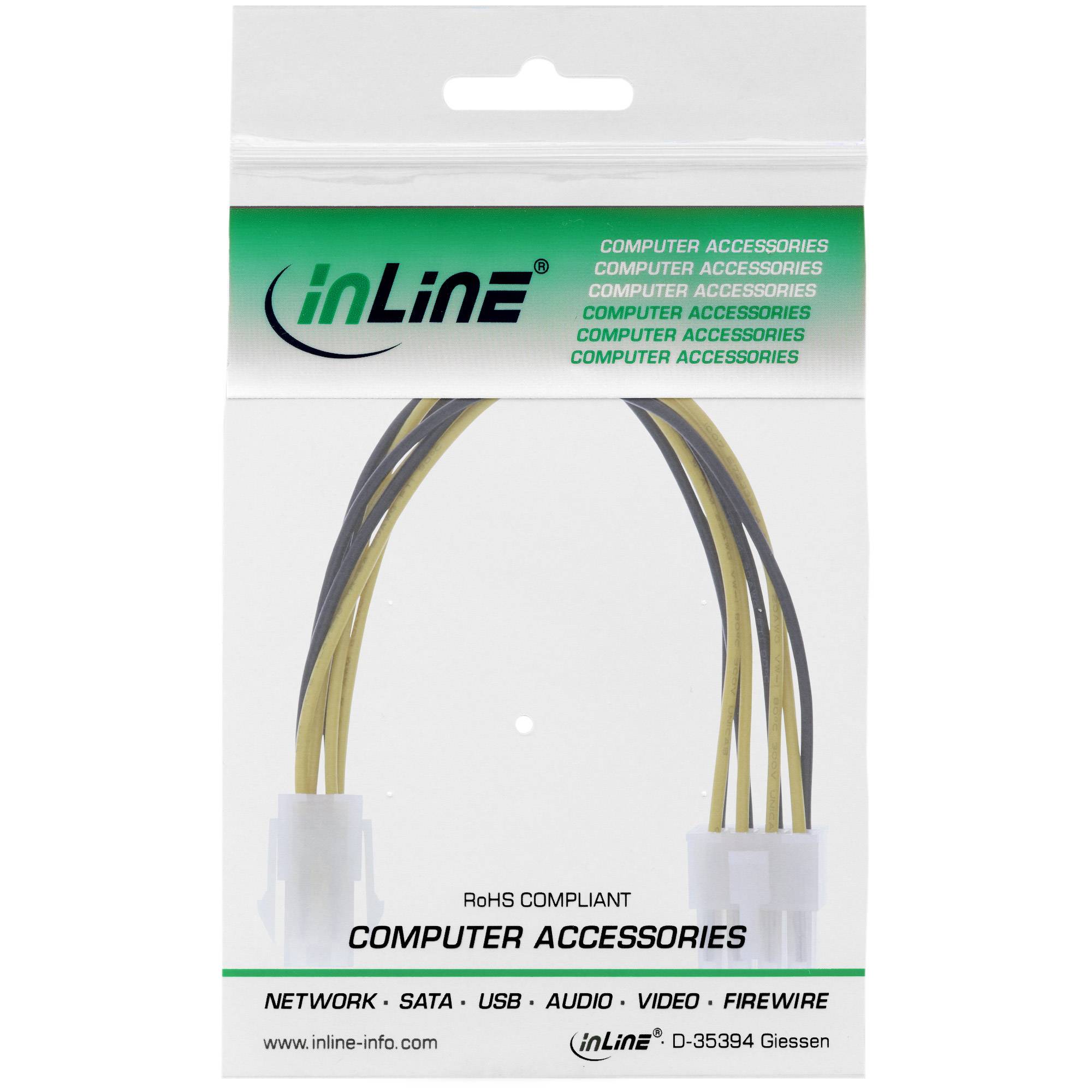 INLINE - Stromadapter intern - 4pol ATX1.3 Netzteil zu 8pol ATX2.0 Mainboard