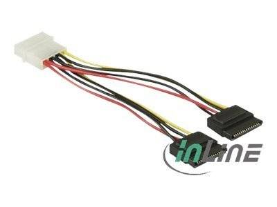 INLINE - Strom Y-Kabel intern - 1x 13,34cm (5,25"") an 2x 15pol SATA - 0,20m