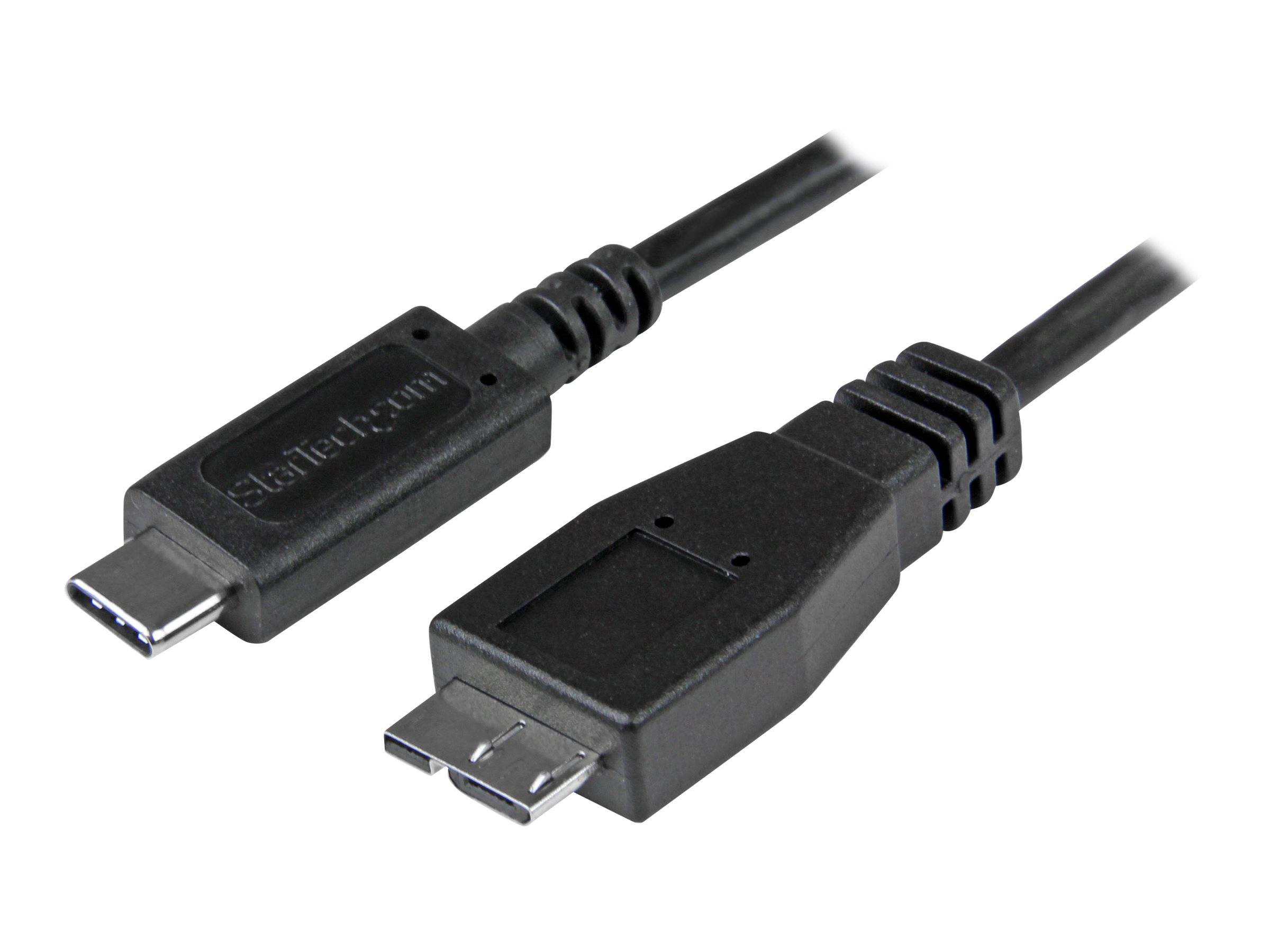USB-C-Kabelstecker und Micro-USB-Stecker auf weißem Hintergrund abgebildet.