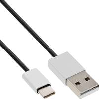 INLINE - USB 2.0 Kabel - USB-C Stecker an A Stecker - schwarz/Alu - flexibel - 5m