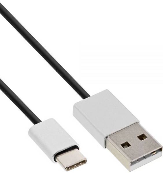 INLINE - USB 2.0 Kabel - USB-C Stecker an A Stecker - schwarz/Alu - flexibel - 5m