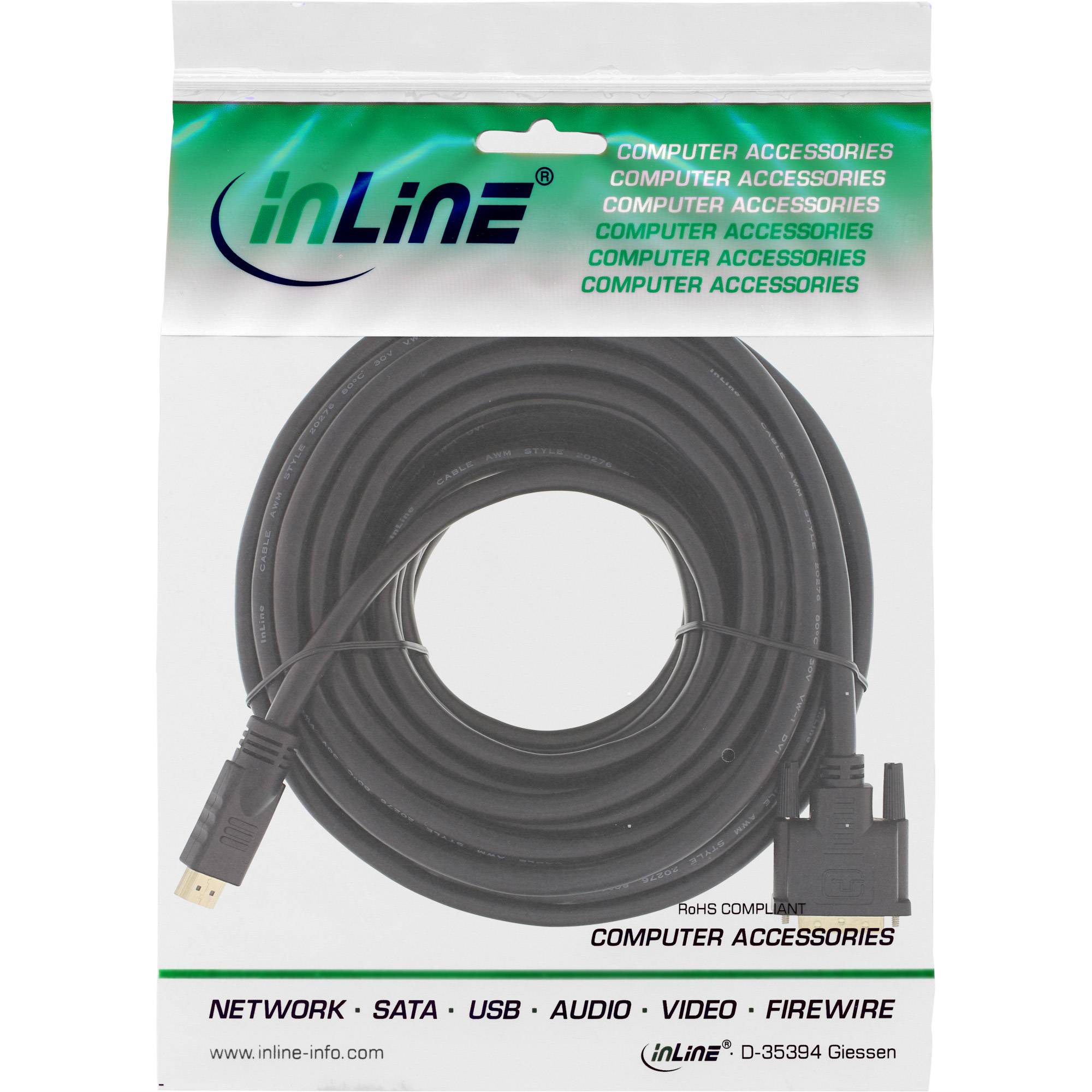 INLINE - HDMI-DVI Kabel - vergoldete Kontakte - HDMI ST auf DVI 18+1 ST - 15m