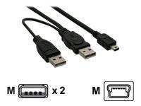 INLINE - USB Mini-Y-Kabel - 2x Stecker A an Mini-B Stecker (5pol.) - 1,0m