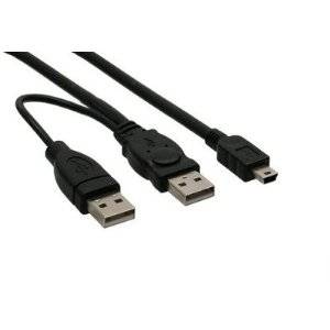 INLINE - USB Mini-Y-Kabel - 2x Stecker A an Mini-B Stecker (5pol.) - 1,0m