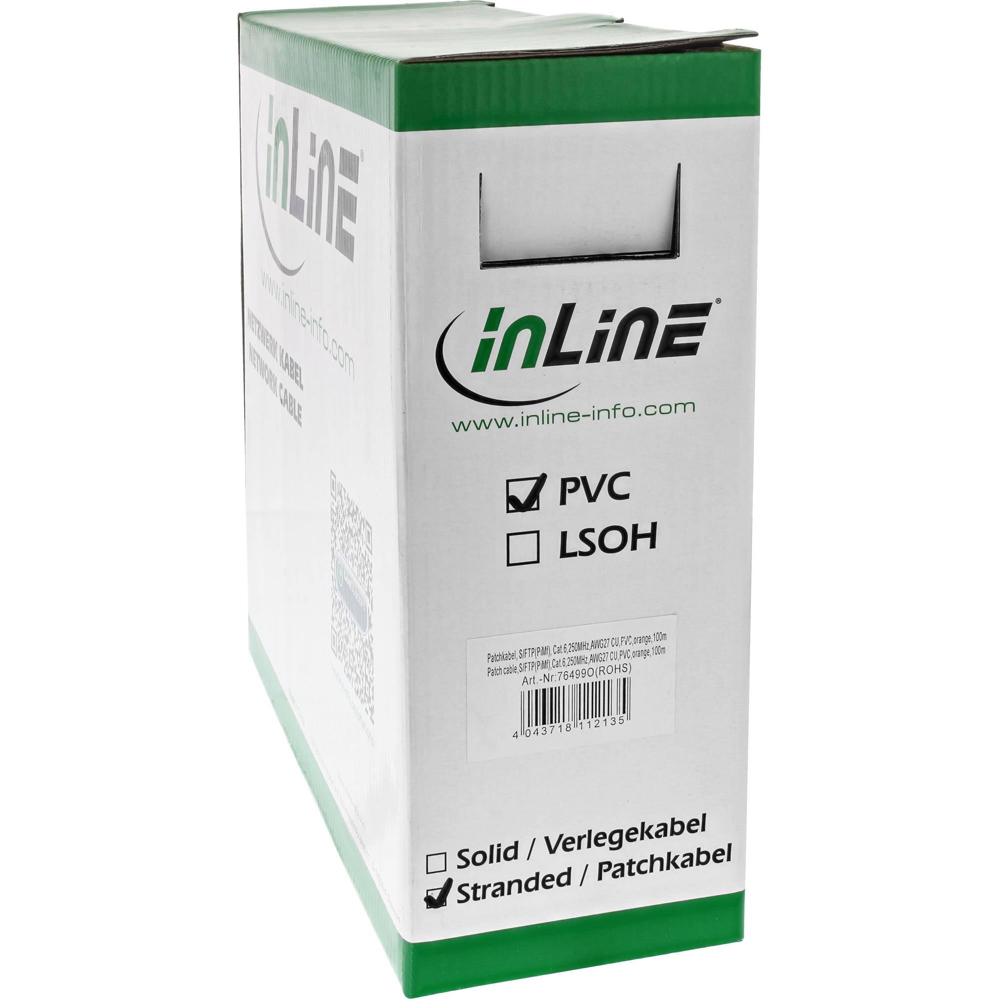 INLINE - Patchkabel Cat.6 S/FTP (PiMf) - orange - AWG27 - PVC - CU - 100m