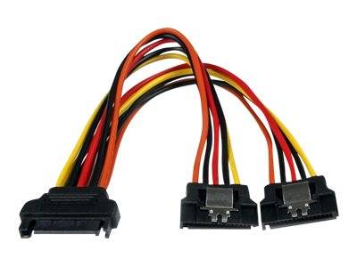 StarTech.com SATA Y-Strom-Adapterkabel mit Verriegelungs Clip 15cm - S-ATA Y Splitter Stromkabel St/Bu - Serial ATA 15pin Y-Adapter - Netz-Splitter