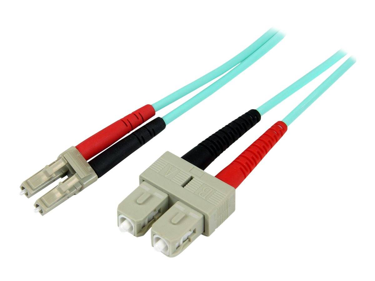 StarTech.com 2m Fiber Optic Cable - 10 Gb Aqua - Multimode Duplex 50/125 - LSZH - LC/SC - OM3 - LC to SC Fiber Patch Cab