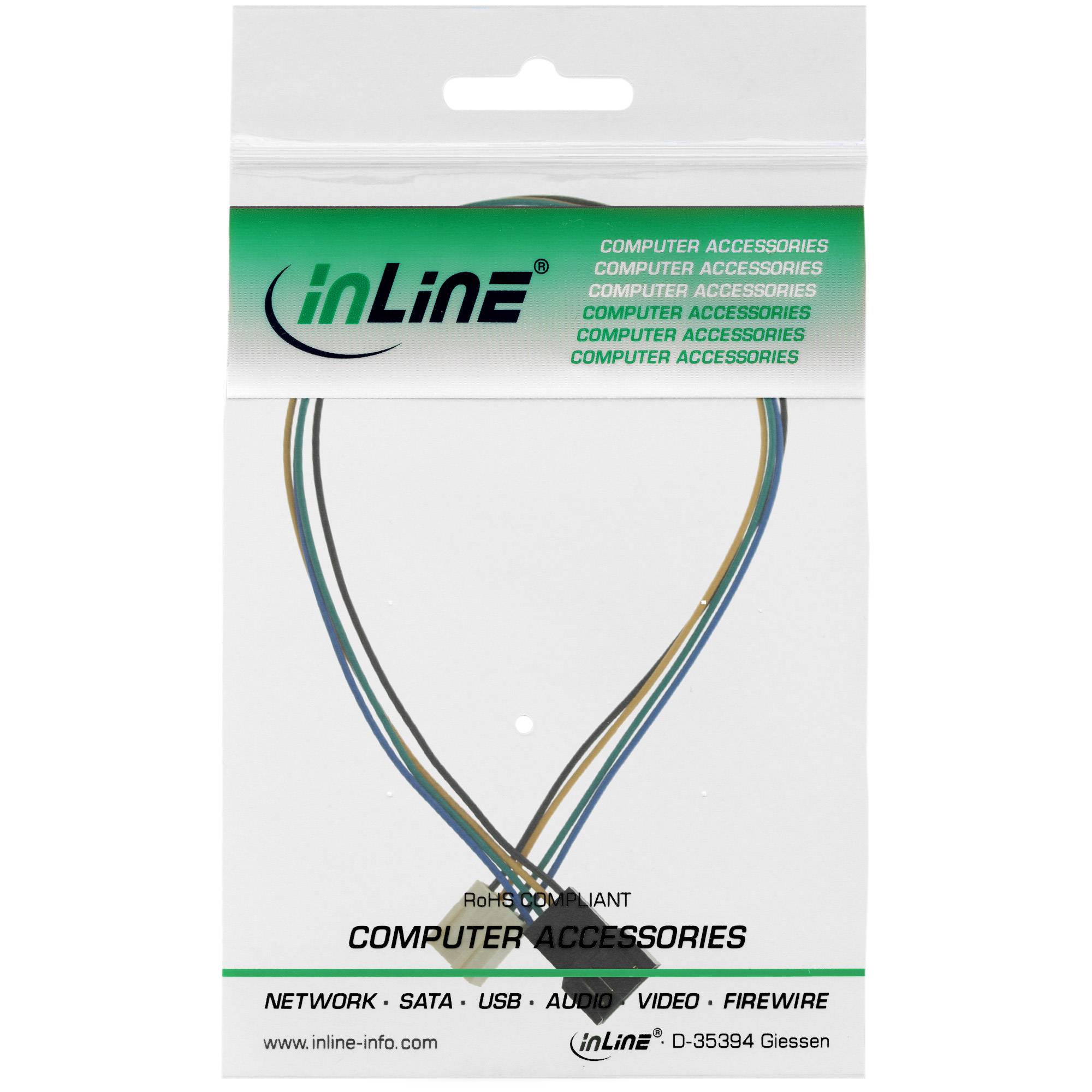 INLINE - Lüfterkabel Verlängerung PWM - 4pol Molex Stecker / Buchse - 0,30m
