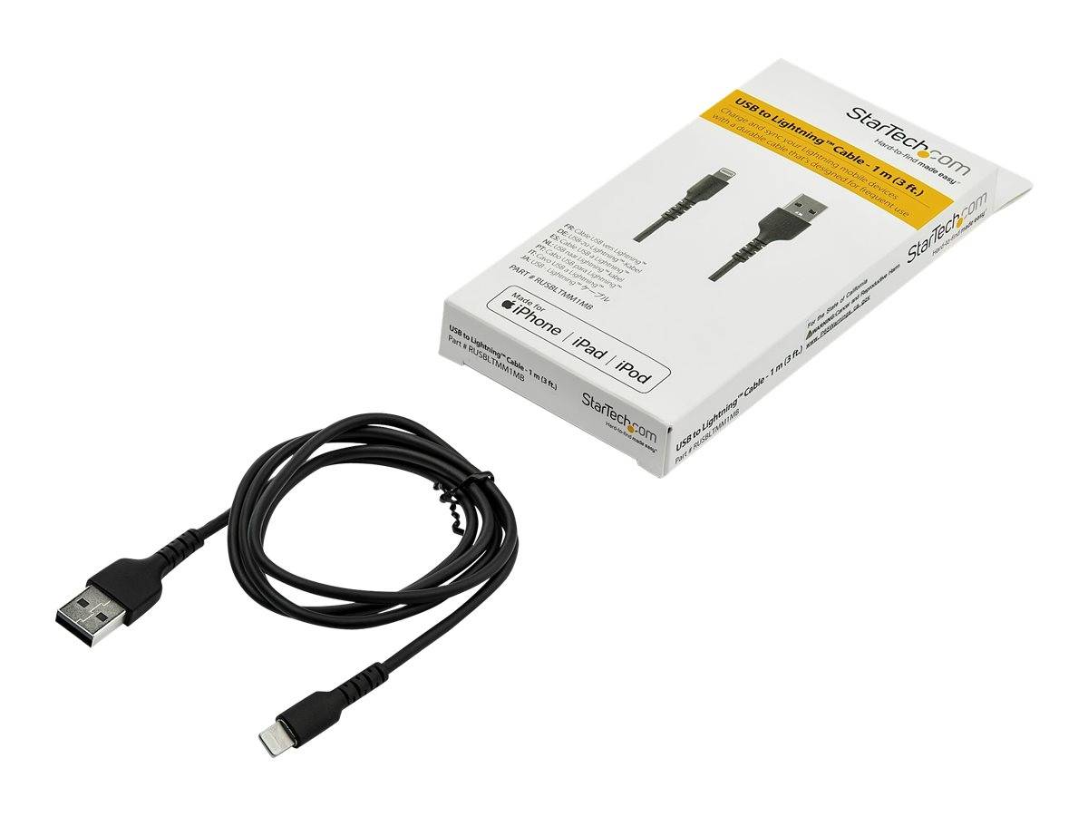 StarTech.com 1m USB-A auf Lightning-Kabel - Hochbelastbare, robuste Aramidfaser - USB Typ-A auf Lightningkabel - Lade-/S