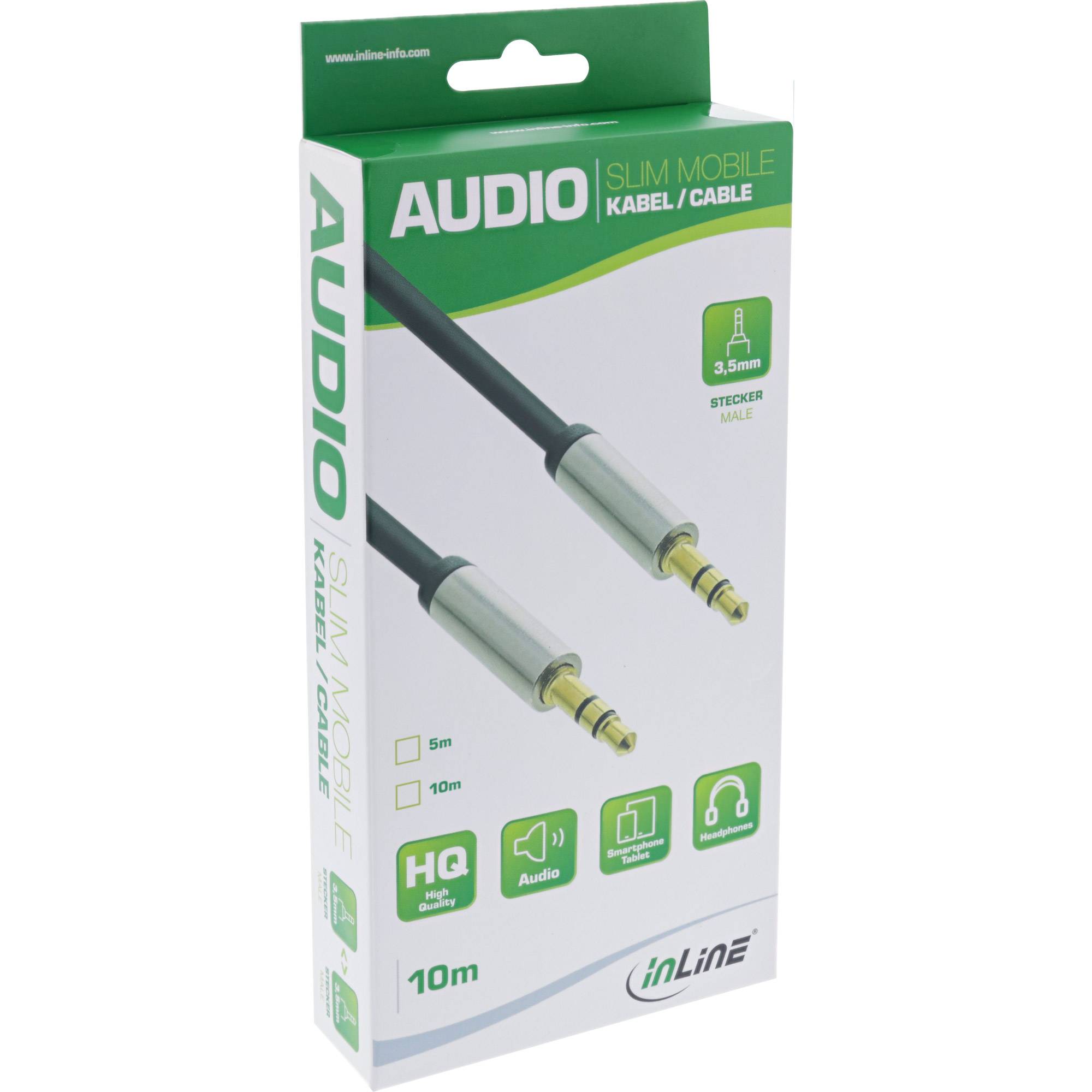INLINE - Slim Audio Kabel Klinke 3,5mm ST/ST - Stereo - 0,5m