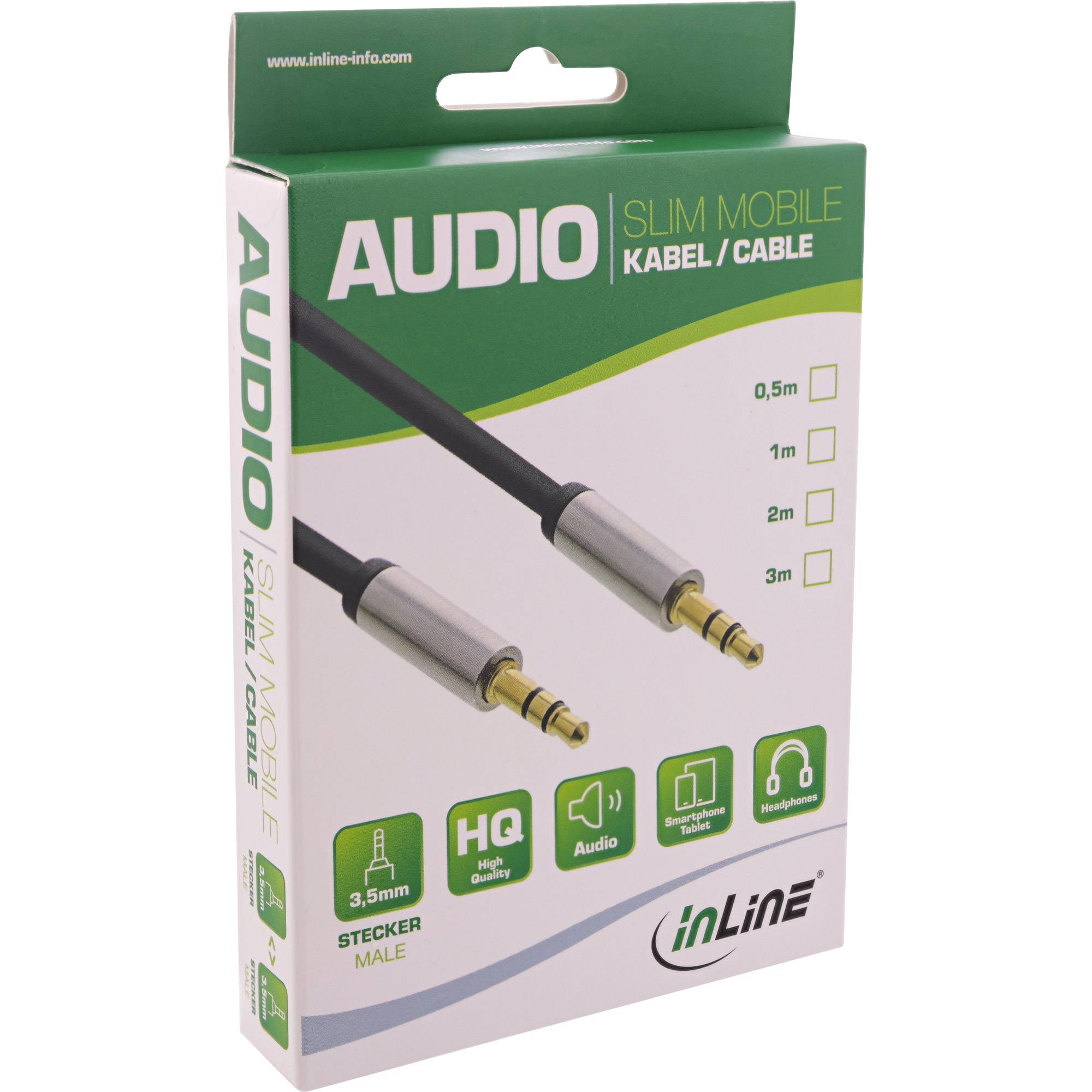 INLINE - Slim Audio Kabel Klinke 3,5mm ST/ST - Stereo - 3m