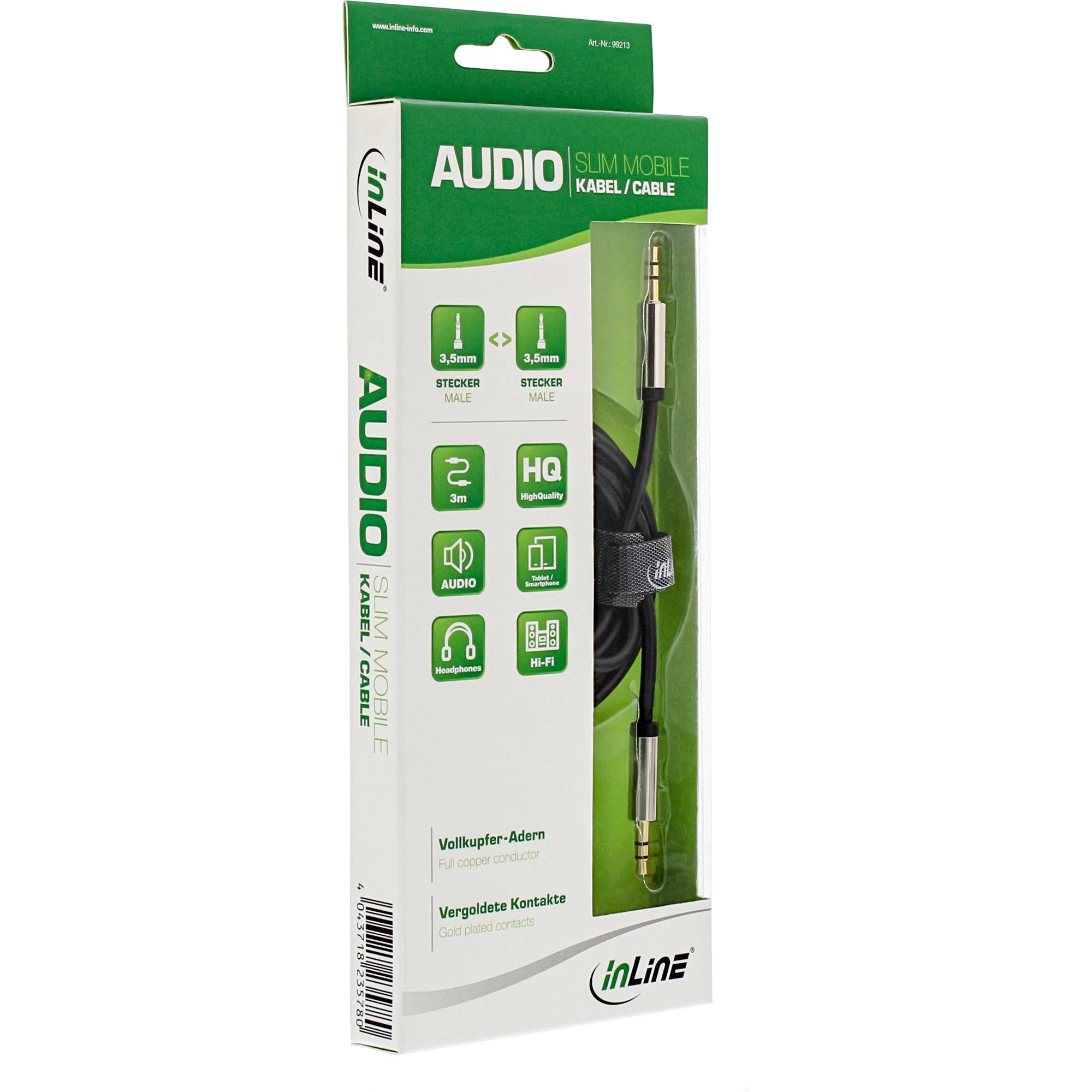 INLINE - Slim Audio Kabel Klinke 3,5mm ST/ST - Stereo - 3m
