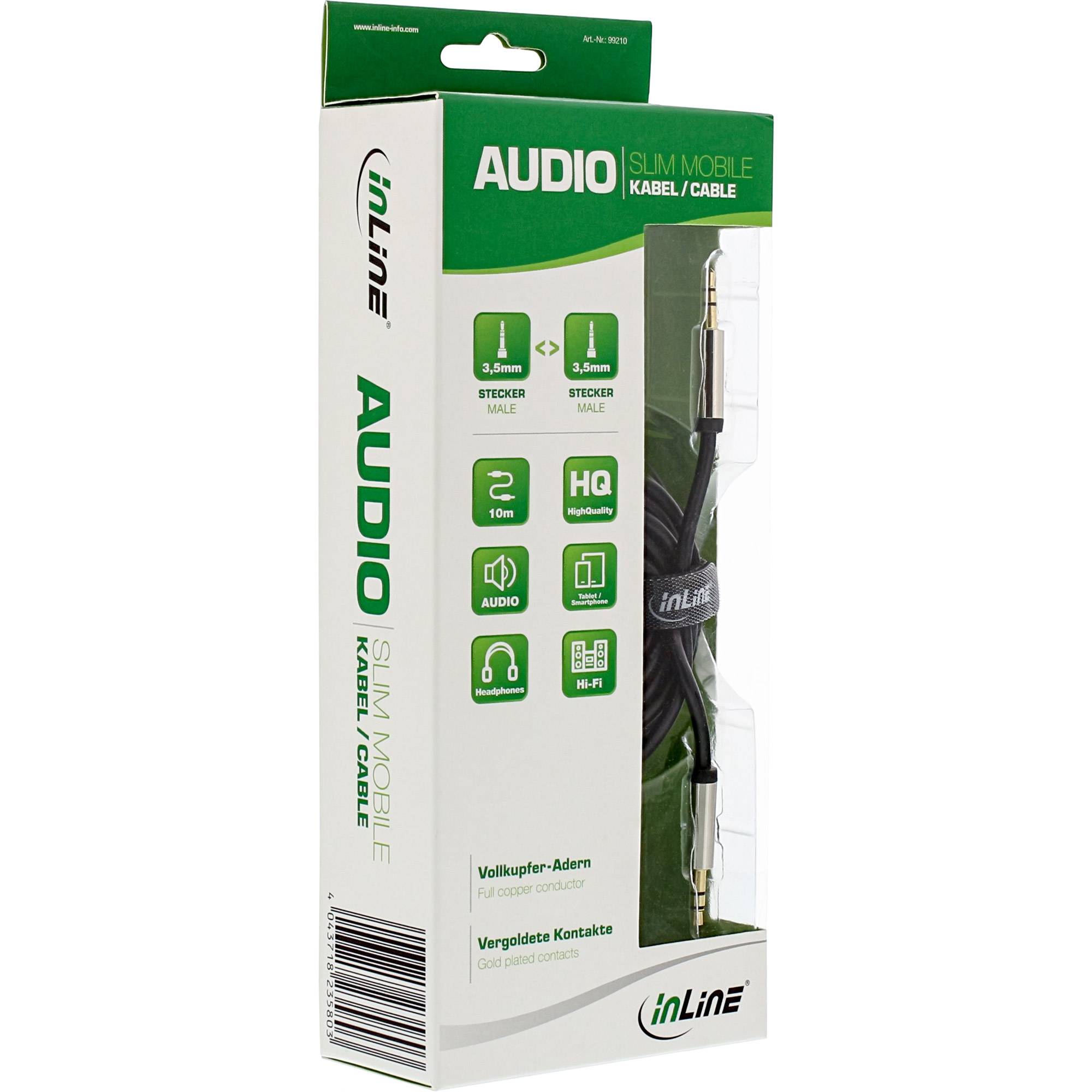 INLINE - Slim Audio Kabel Klinke 3,5mm ST/ST - Stereo - 10m