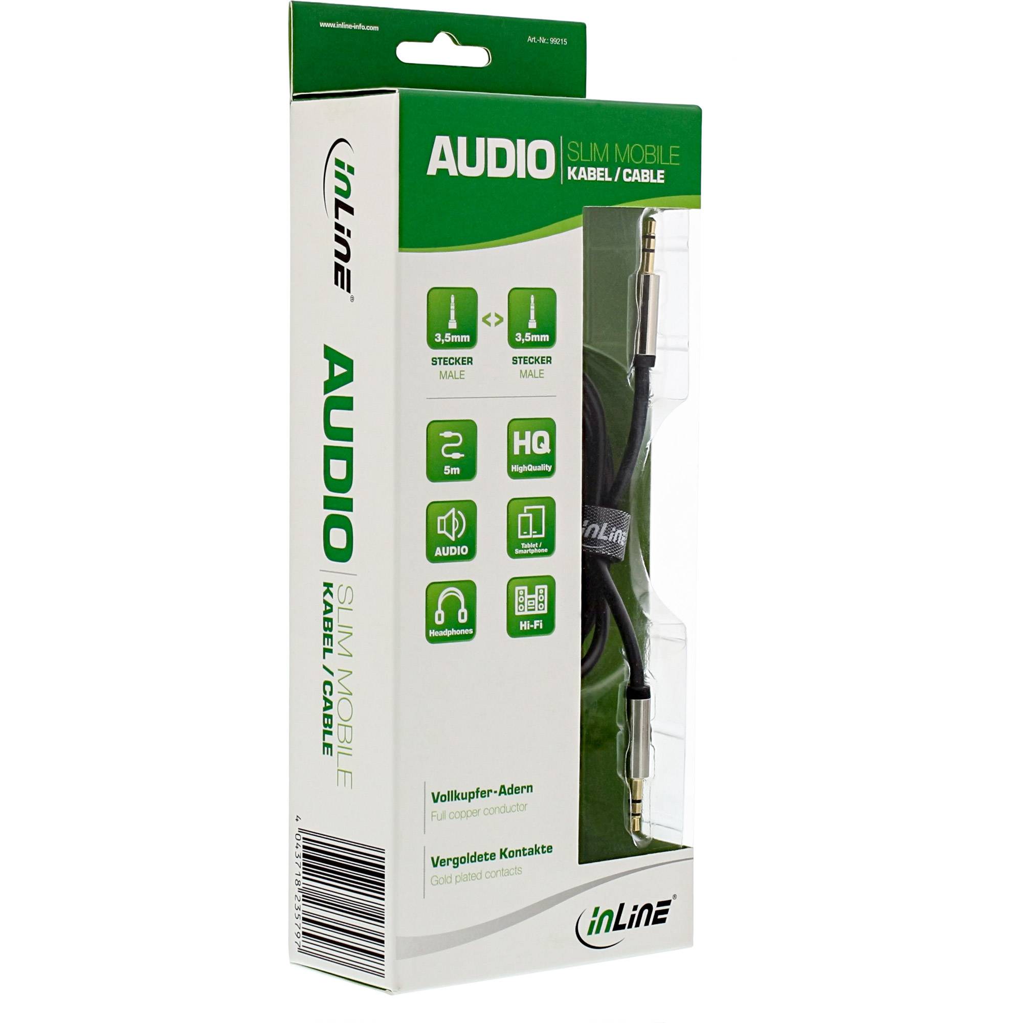 INLINE - Slim Audio Kabel Klinke 3,5mm ST/ST - Stereo - 5m