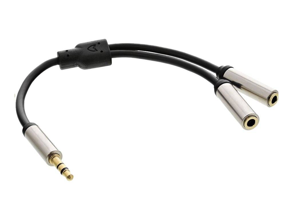 INLINE - Slim Audio Y-Kabel Klinke 3,5mm ST an 2x Klinke BU - 0,15m