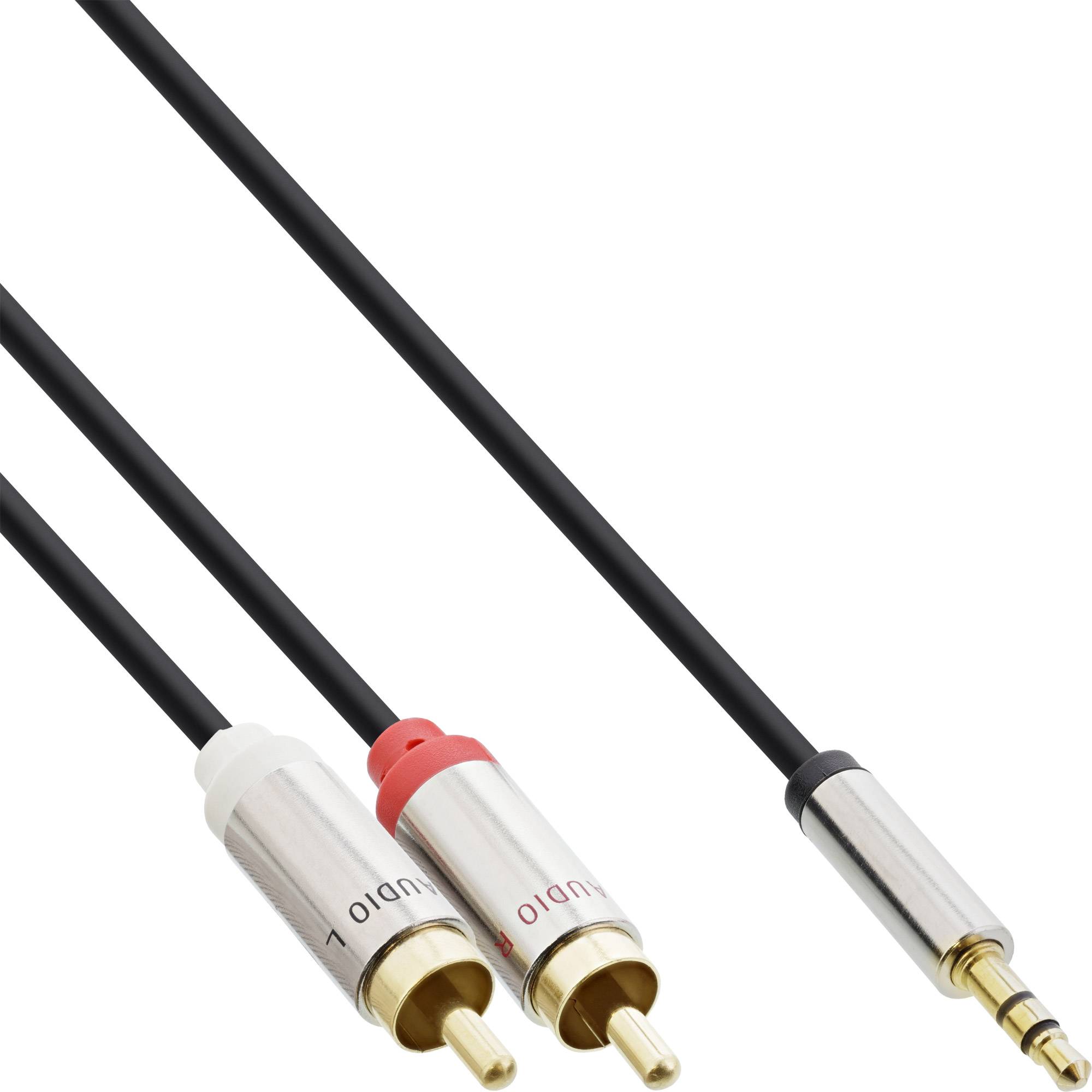 INLINE - Slim Audio Kabel Klinke 3,5mm Stecker an 2x Cinch Stecker - 0,5m