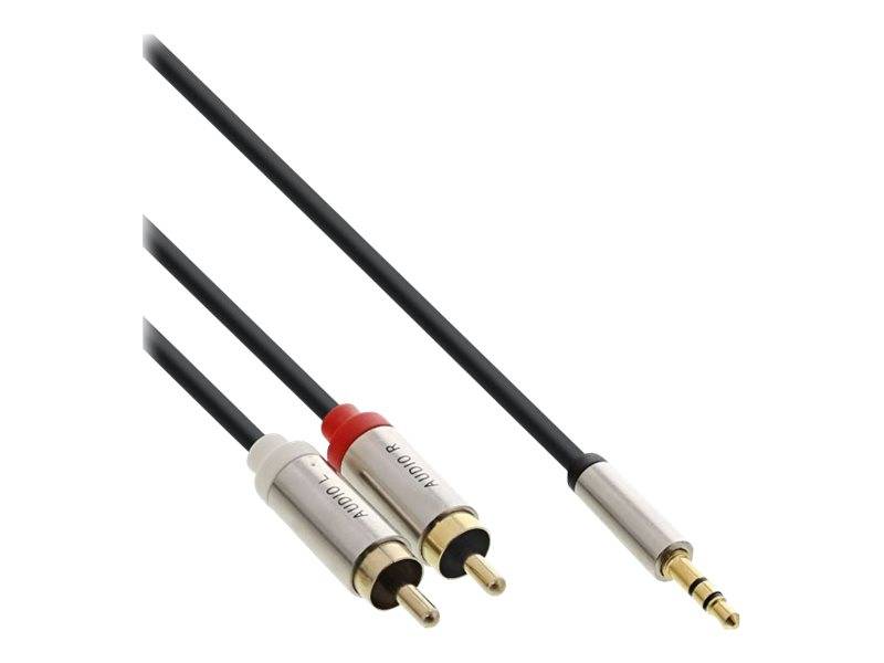 INLINE - Slim Audio Kabel Klinke 3,5mm Stecker an 2x Cinch Stecker - 0,5m