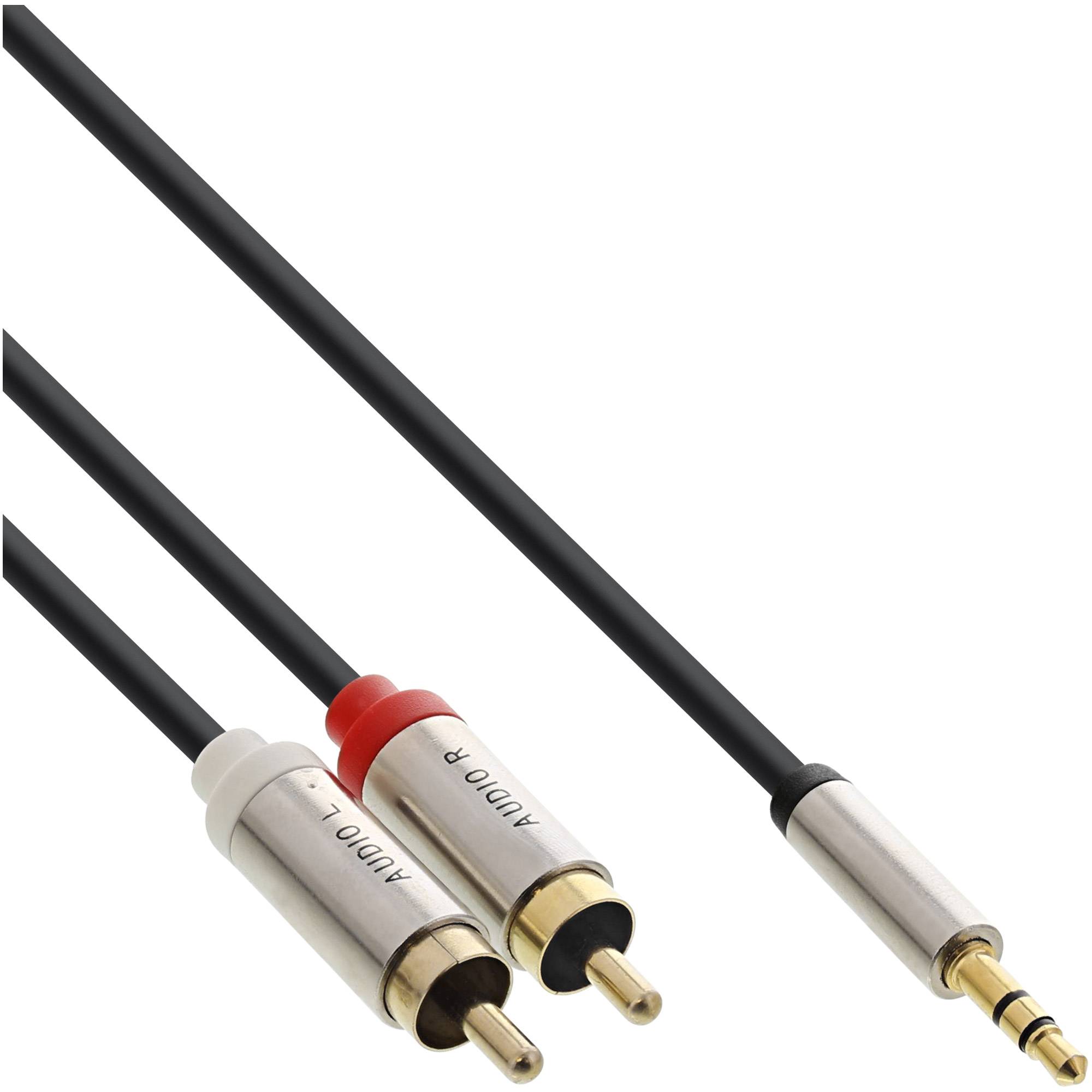 INLINE - Slim Audio Kabel Klinke 3,5mm Stecker an 2x Cinch Stecker - 1m