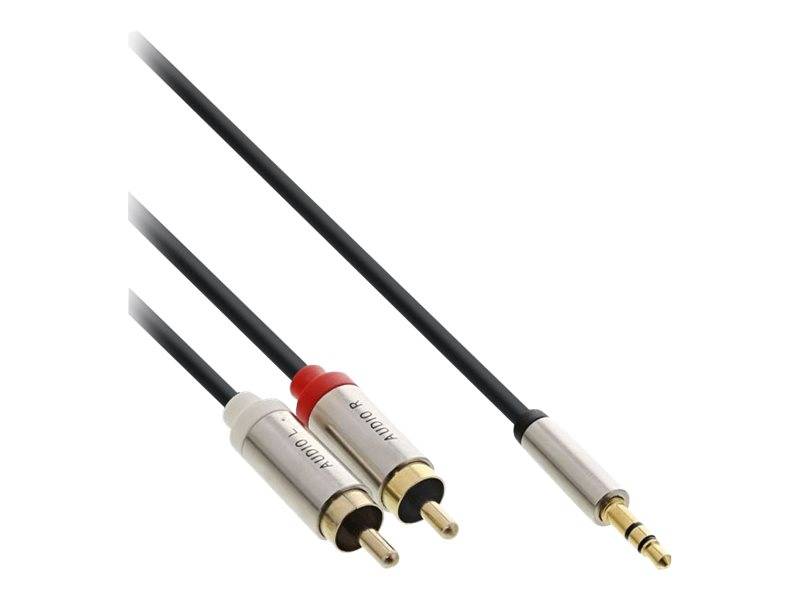 INLINE - Slim Audio Kabel Klinke 3,5mm Stecker an 2x Cinch Stecker - 5m