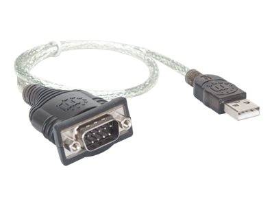 IC INTRACOM - Manhattan USB-A to Serial Converter cable, 45cm, Male to Male, Serial/RS232/COM/DB9, Prolific PL-2303RA Ch