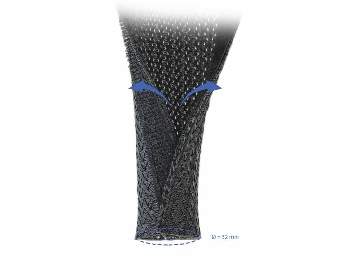 DeLOCK Braided Sleeving with Hook-and-Loop Fastener