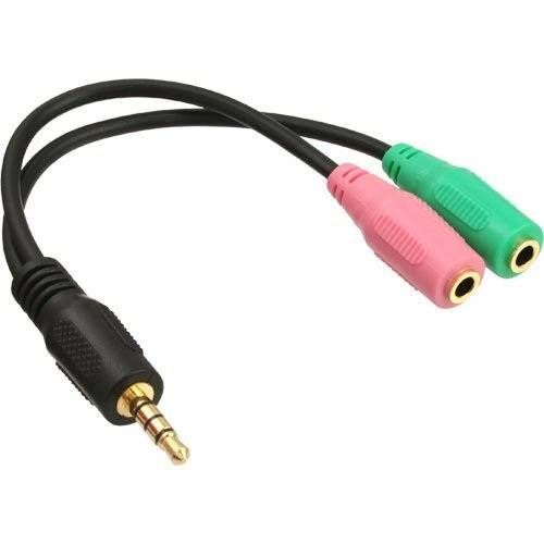 INLINE - Headset Adapterkabel - 3,5mm Stecker an 2x3,5mm Buchse - schwarz - 0,25m