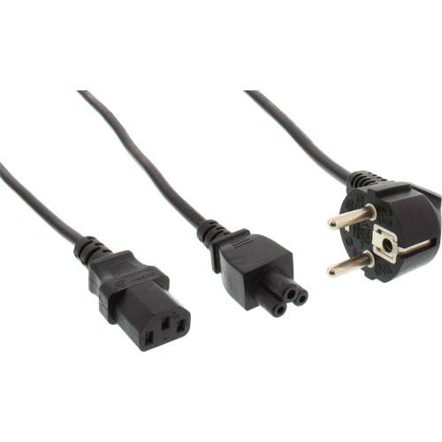 INLINE - Netz-Y-Kabel - 1x Schutzkontakt ST zu Kaltgeräte- & Notebook ST - 2m