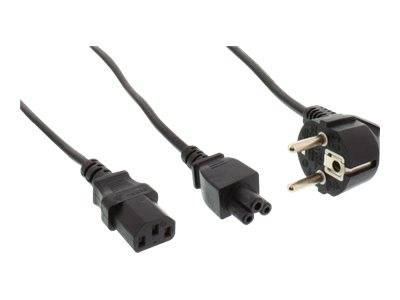 INLINE - Netz-Y-Kabel - 1x Schutzkontakt ST zu Kaltgeräte- & Notebook ST - 2m