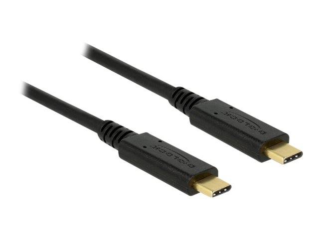 Zwei schwarze USB-C-Kabel mit vergoldeten Steckern auf weißem Hintergrund.