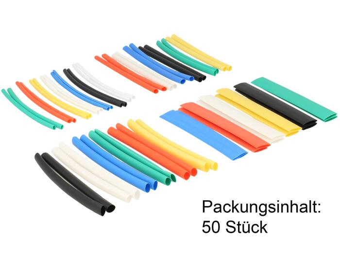 Delock - Wärmeschrumpfschlauch-Kit - Schwarz, weiß, Blau, Gelb, Rot, grün