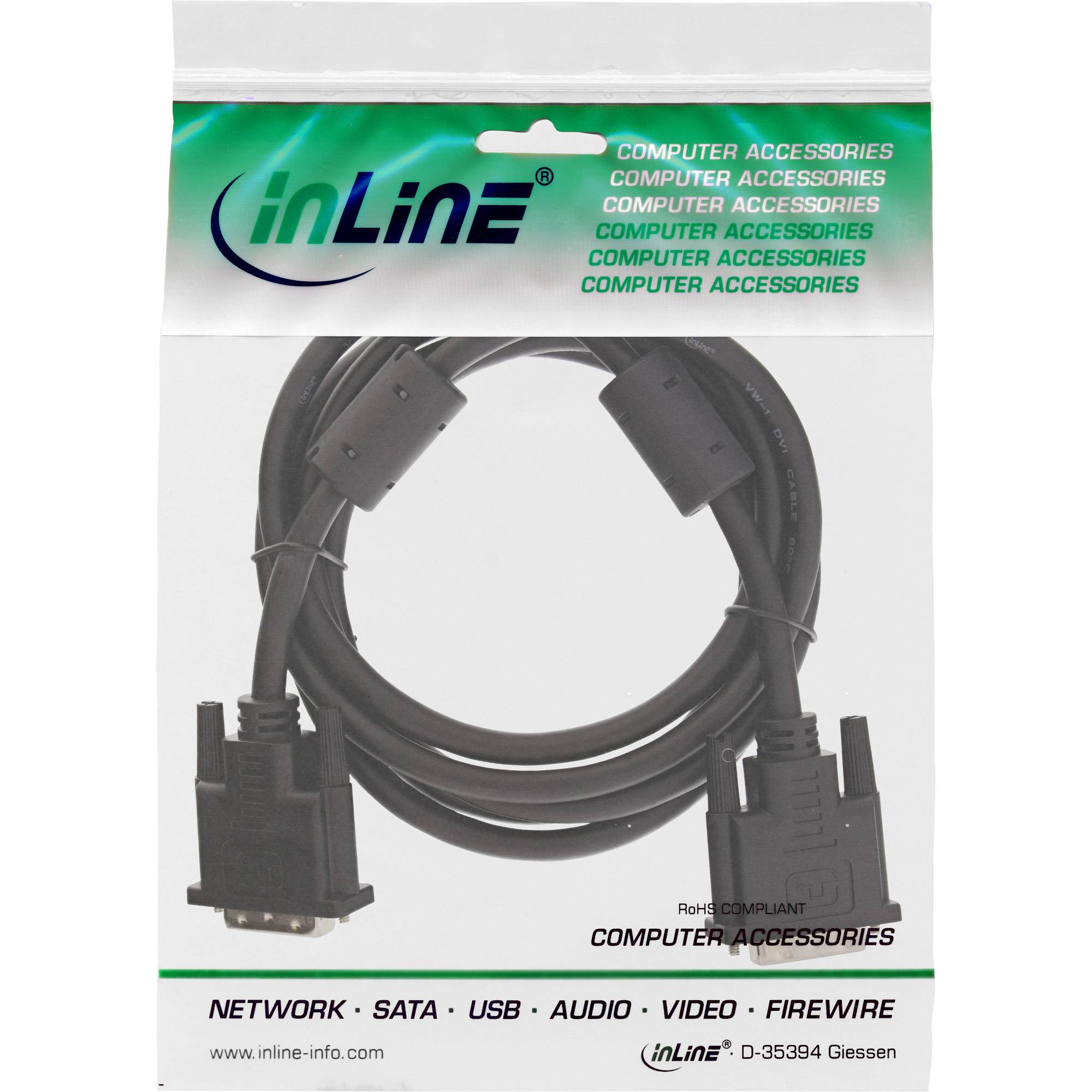 INLINE - DVI-D Kabel - digital 24+1 Stecker / Stecker - Dual Link - 2 Ferrite - 5m