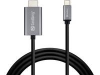 USB-C-Kabel mit zwei Steckern, einem größeren und einem kleineren, aufgerollt auf weißem Hintergrund.