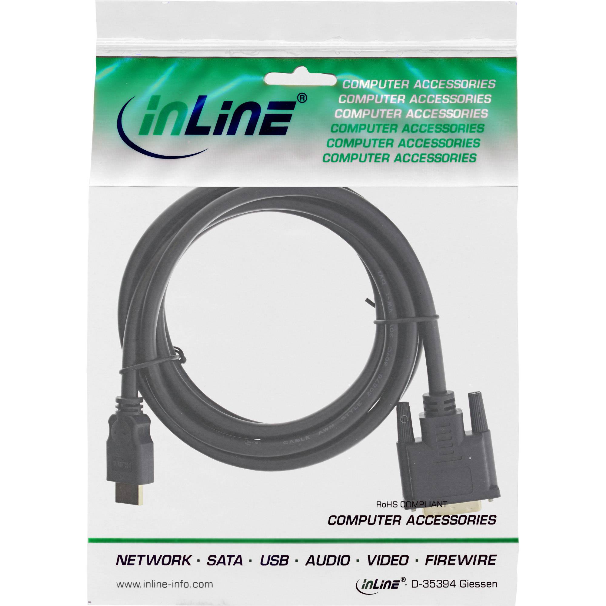 INLINE - HDMI-DVI Kabel - vergoldete Kontakte - HDMI ST auf DVI 18+1 ST - 2m