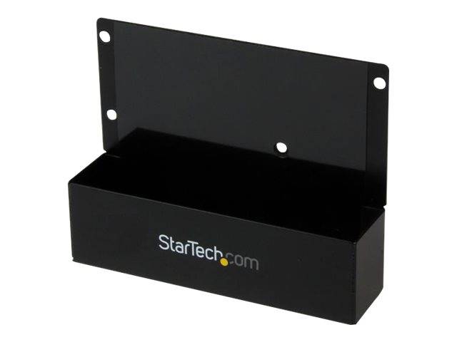 Black StarTech.com wandmontierbares Halterungsgehäuse mit Schraubenlöchern und offenem rechteckigen Lagerungsschlitz.