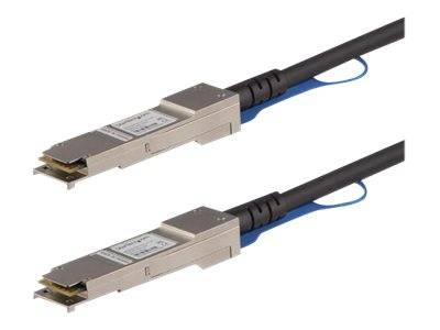 Zwei Faseroptik-Transceiver-Module mit angeschlossenen schwarzen Kabeln, übereinander auf weißem Hintergrund dargestellt.