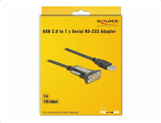 Delock Adapter USB Type-A to 1 x serial RS-232 DB9 - Kabel USB / seriell - USB (M)