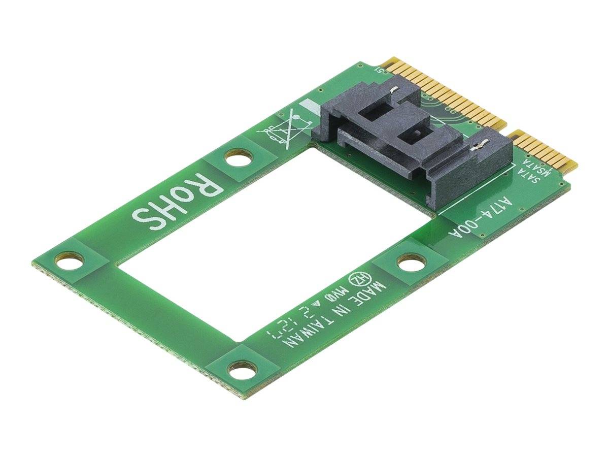 Grüne Leiterplatte mit Adapter mit der Bezeichnung „RoHS", schwarzem Anschluss und vergoldeten Kontakten, gezeigt auf weißem Hintergrund.