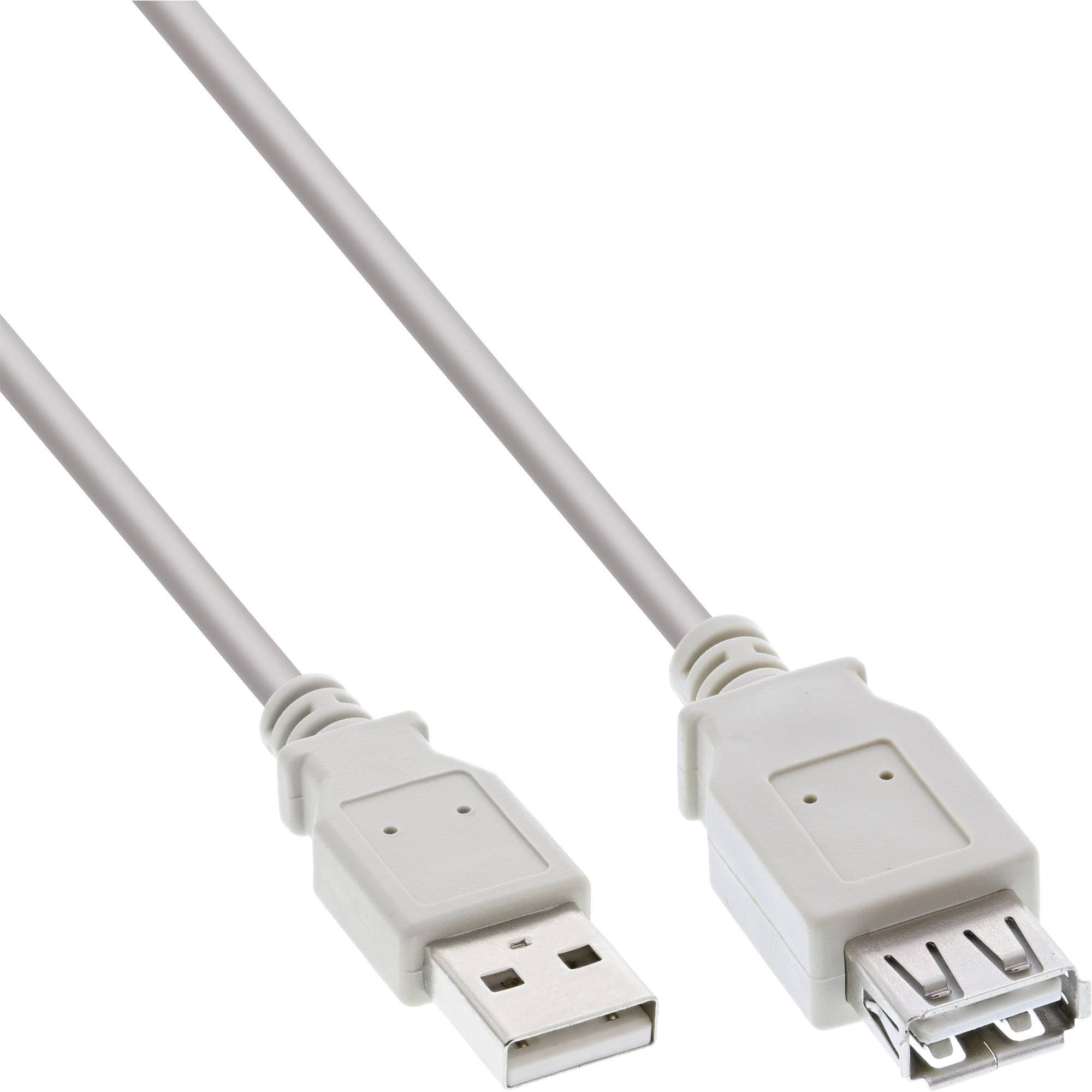INLINE - USB 2.0 Verlängerung - Stecker / Buchse - Typ A - beige/grau - 1m