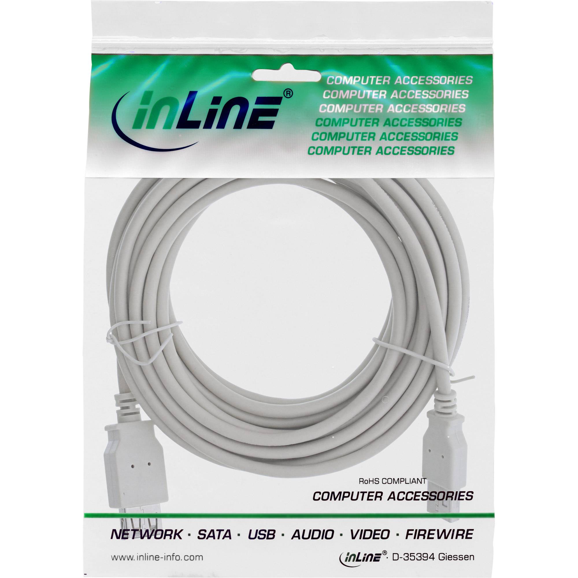 INLINE - USB 2.0 Verlängerung - Stecker / Buchse - Typ A - beige/grau - 1m