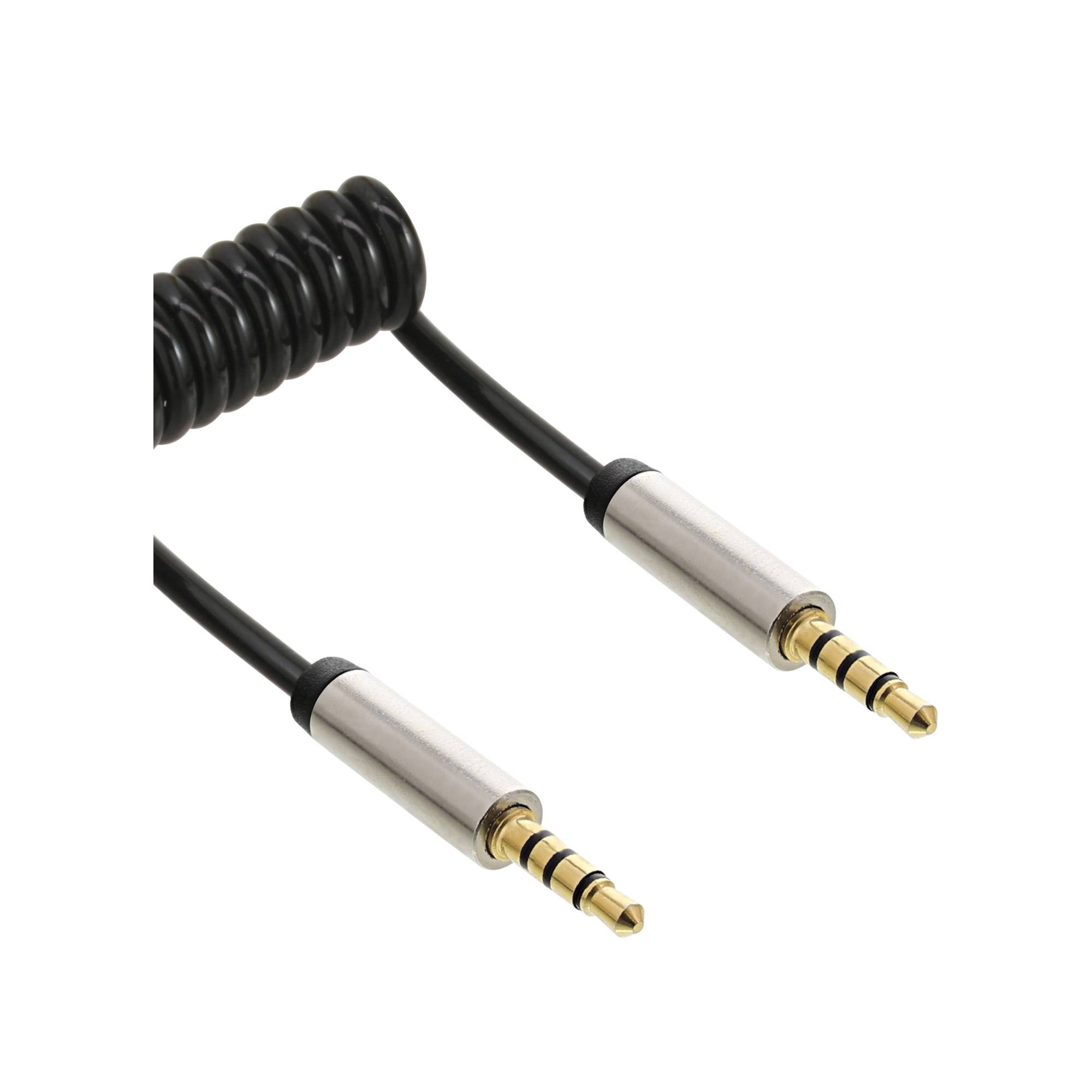 INLINE - Slim Audio Spiralkabel Klinke 3,5mm ST/ST - 4-polig - Stereo - 1m