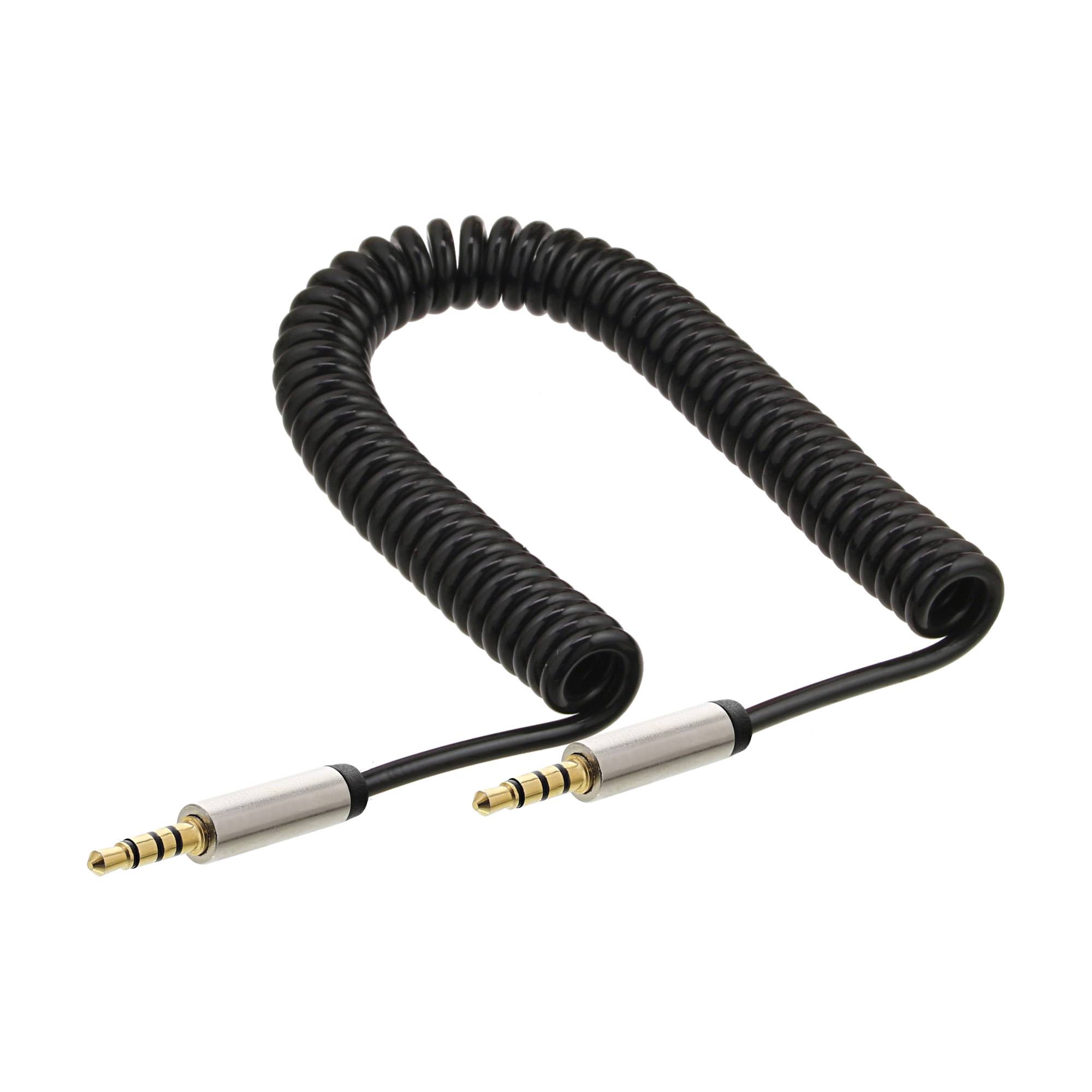 INLINE - Slim Audio Spiralkabel Klinke 3,5mm ST/ST - 4-polig - Stereo - 0,5m