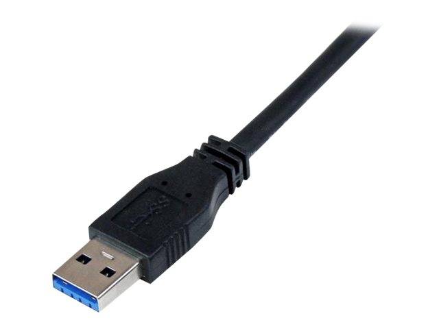 Schwarzes USB-Kabel mit USB-A-Stecker auf weißem Hintergrund.