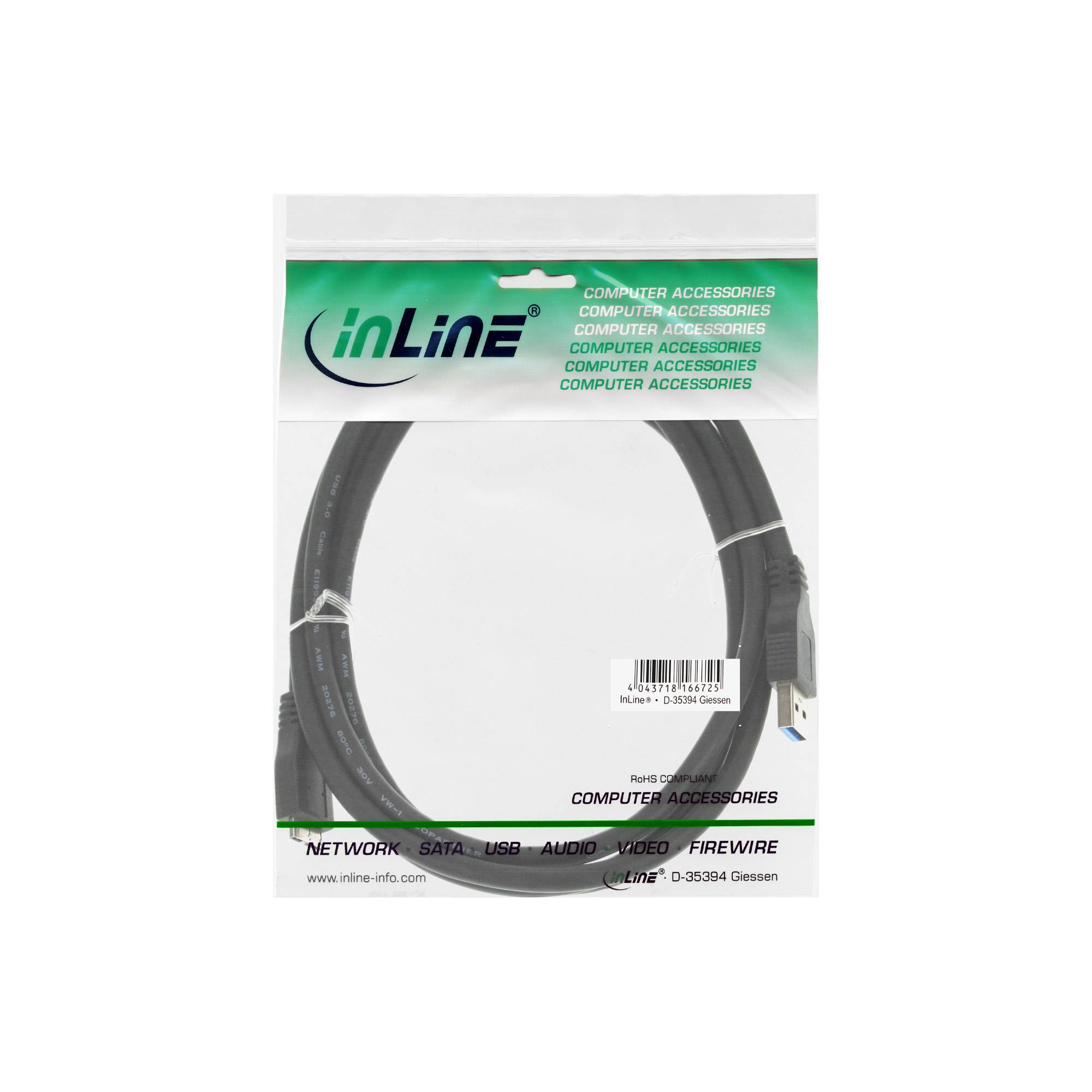 INLINE - USB 3.2 Gen.1 Kabel - A an Micro B - schwarz - 1m