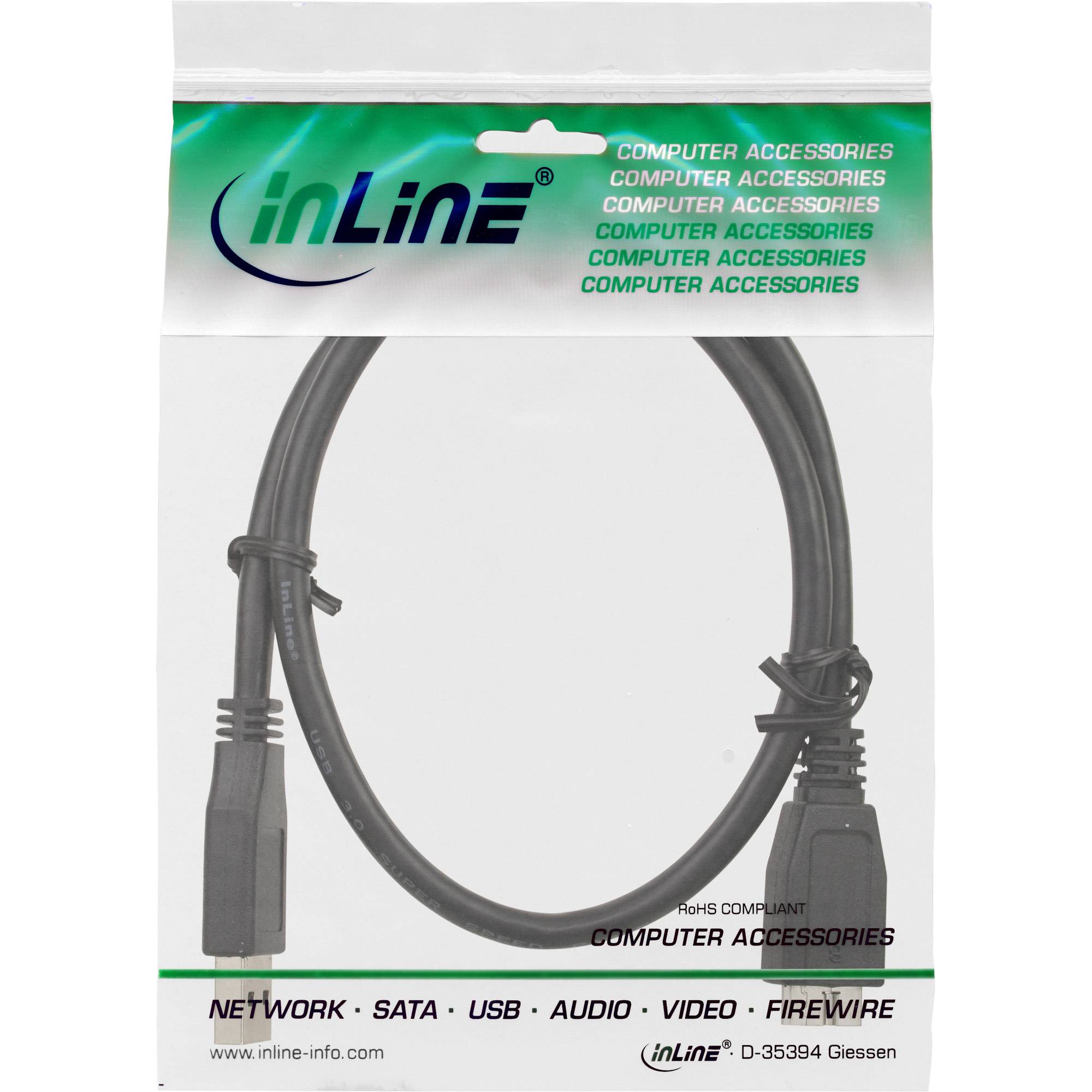 INLINE - USB 3.2 Gen.1 Kabel - A an Micro B - schwarz - 0,5m