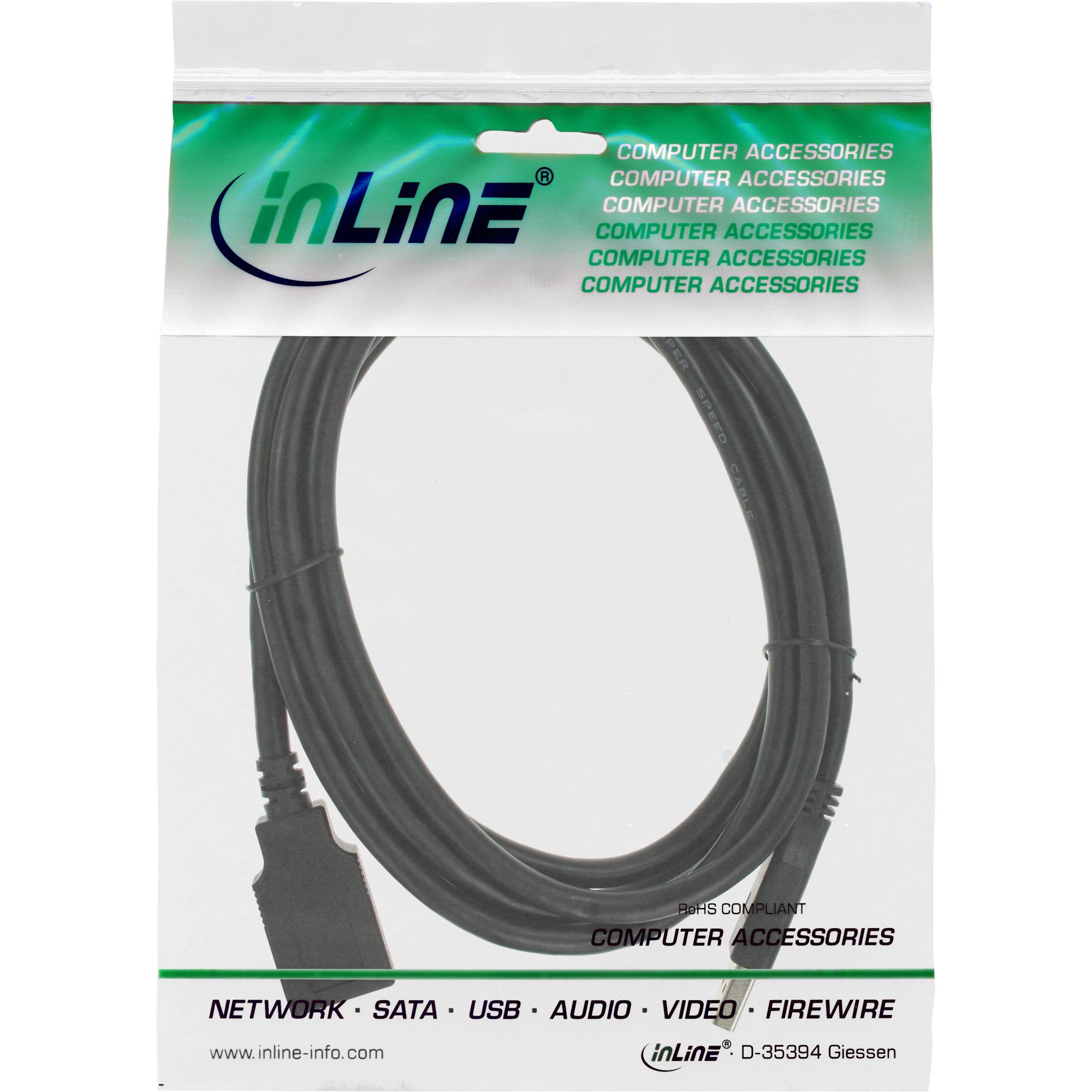 INLINE - USB 3.2 Gen.1 Kabel - A Stecker / Buchse - schwarz - 2,5m